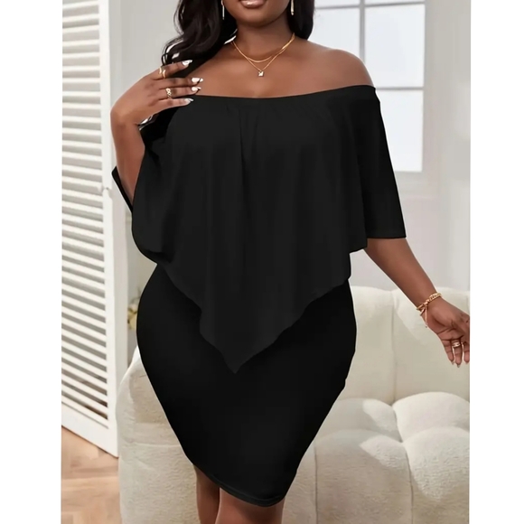 Layered Mini Dress in Black - Picture 3 of 4